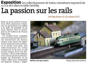 L'Est Républicain - 25/10/2015<br />La passion sur les rails